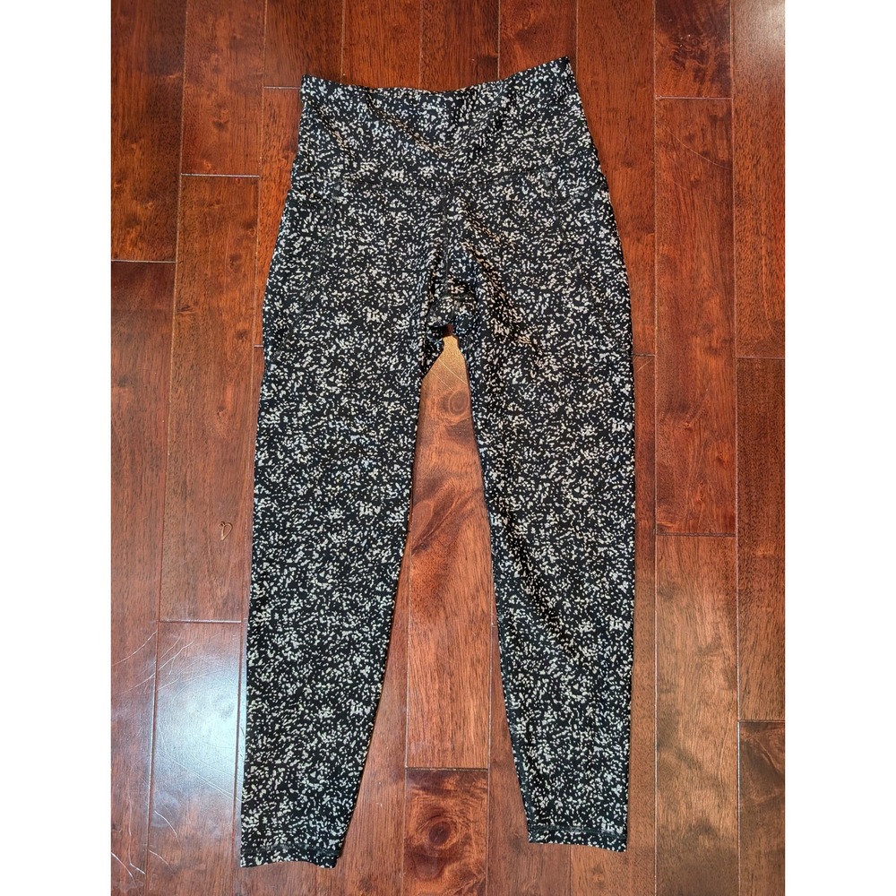 Old Navy Powersoft Leggings 7/8 Womens M Black White Speckled High Rise Pockets